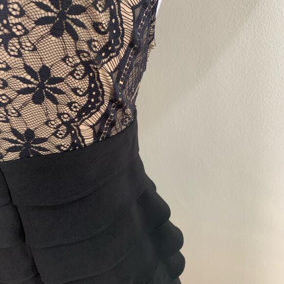 Jessica Howard Size 8P Petites Lace Bodice Artichoke Tiered Skirt Dress Black - Picture 12 of 16